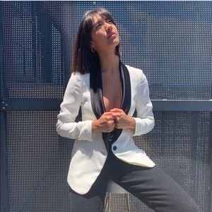 White blazer with satin collar